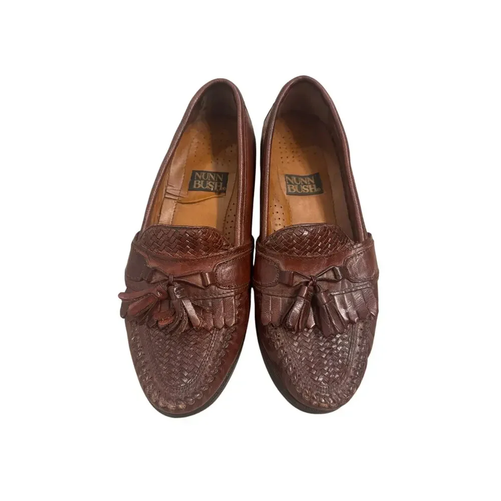 Vintage Nunn Bush Men's Genuine Leather Slip On Dress Shoes Brown Size 8N
